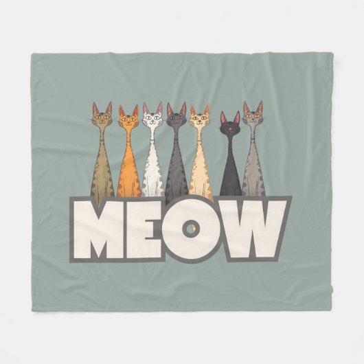 Meow Peeking Cats Funny Sage Green Cat Lover Print Fleece Deken (Voorkant (Horizontaal))