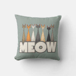 Meow Peeking Cats Funny Sage Green Cat Lover Print Kussen