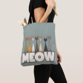 Meow Peeking Cats Funny Sage Green Cat Lover Print Tote Bag (Dichtbij)