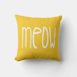 Meow Pillow op gele en grijze achtergrond Kussen