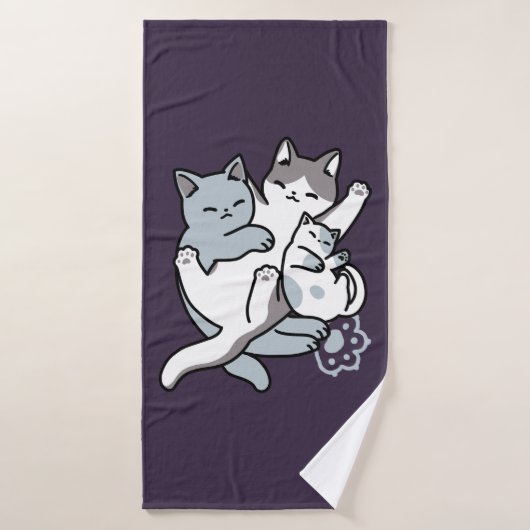 Meow Pounce Snuggle – Schattigee slapende katten Badhanddoek (Badhanddoek)