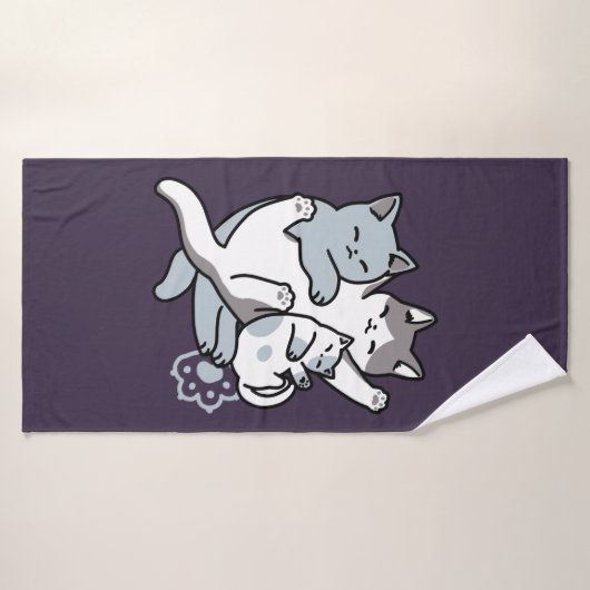 Meow Pounce Snuggle – Schattigee slapende katten Badhanddoek (Badhanddoek)