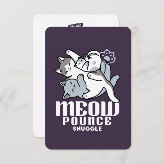 Meow Pounce Snuggle – Schattigee slapende katten Bedankkaart (Voorkant / Achterkant)