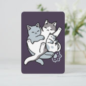 Meow Pounce Snuggle – Schattigee slapende katten Bedankkaart (Staand voorkant)