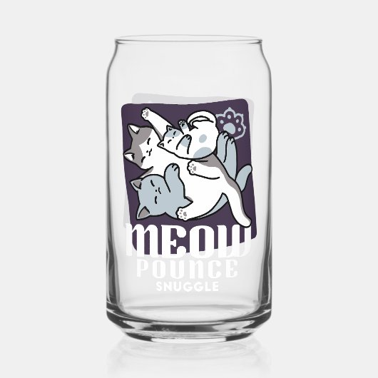 Meow Pounce Snuggle – Schattigee slapende katten Blikvorm Glas (Voorkant)