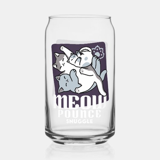 Meow Pounce Snuggle – Schattigee slapende katten Blikvorm Glas (Achterkant)