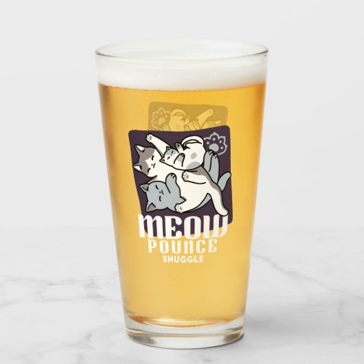 Meow Pounce Snuggle – Schattigee slapende katten Glas (Voorkant gevuld)