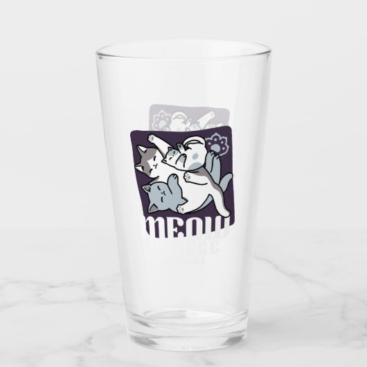 Meow Pounce Snuggle – Schattigee slapende katten Glas (Voorkant)