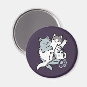 Meow Pounce Snuggle – Schattigee slapende katten Magneet (Voorkant / Achterkant)