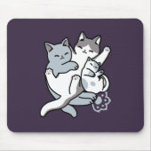 Meow Pounce Snuggle – Schattigee slapende katten Muismat (Voorkant)