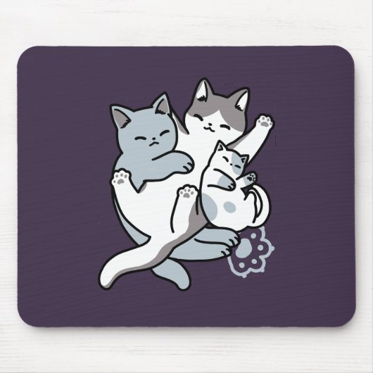 Meow Pounce Snuggle – Schattigee slapende katten Muismat (Voorkant)