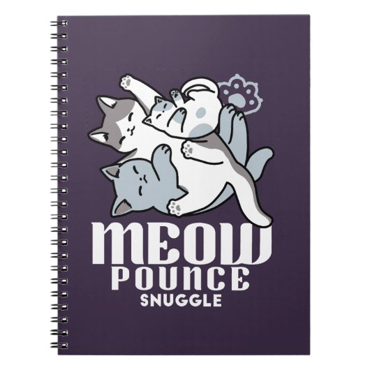 Meow Pounce Snuggle – Schattigee slapende katten Notitieboek (Voorkant)