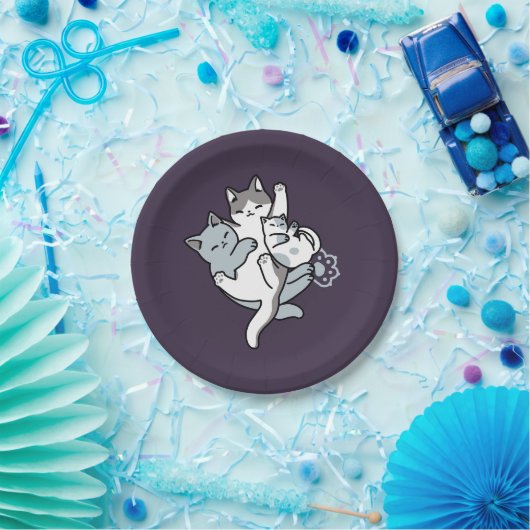 Meow Pounce Snuggle – Schattigee slapende katten Papieren Bordje (Feest)