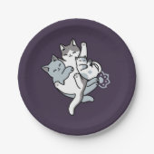 Meow Pounce Snuggle – Schattigee slapende katten Papieren Bordje (Voorkant)