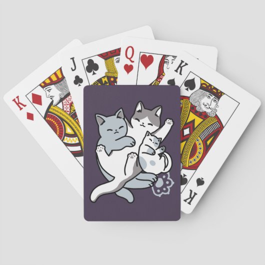 Meow Pounce Snuggle – Schattigee slapende katten Pokerkaarten (Achterkant)
