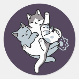 Meow Pounce Snuggle – Schattigee slapende katten Ronde Sticker