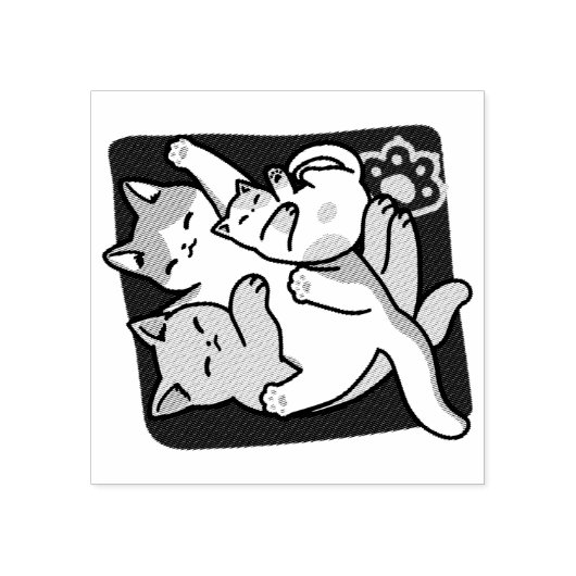 Meow Pounce Snuggle – Schattigee slapende katten Rubberstempel (Afrduk)