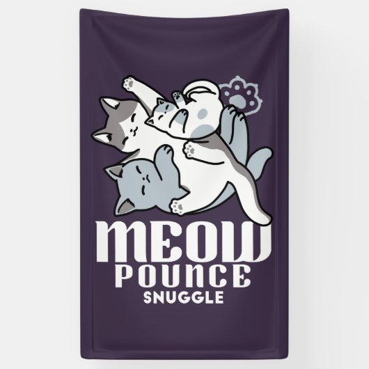 Meow Pounce Snuggle – Schattigee slapende katten Spandoek (Verticaal)