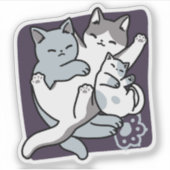 Meow Pounce Snuggle – Schattigee slapende katten Sticker (Voorkant)