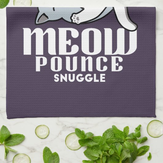 Meow Pounce Snuggle – Schattigee slapende katten Theedoek (Gevouwen)