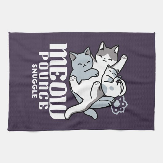 Meow Pounce Snuggle – Schattigee slapende katten Theedoek (Horizontaal)