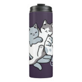 Meow Pounce Snuggle – Schattigee slapende katten Thermosbeker (Voorkant)