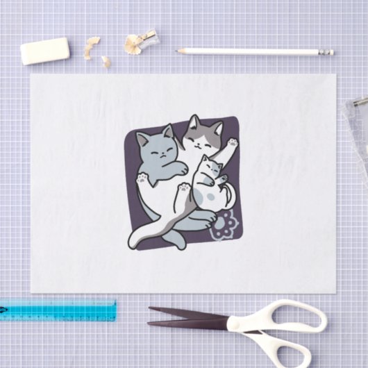 Meow Pounce Snuggle – Schattigee slapende katten Tissuepapier (Craft)