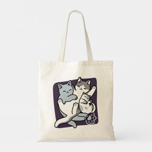 Meow Pounce Snuggle – Schattigee slapende katten Tote Bag (Achterkant)