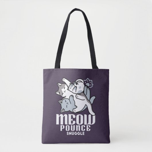 Meow Pounce Snuggle – Schattigee slapende katten Tote Bag (Voorkant)