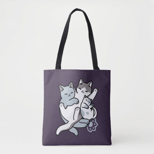 Meow Pounce Snuggle – Schattigee slapende katten Tote Bag (Voorkant)