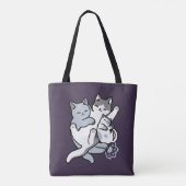 Meow Pounce Snuggle – Schattigee slapende katten Tote Bag (Achterkant)