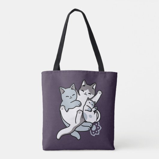 Meow Pounce Snuggle – Schattigee slapende katten Tote Bag (Achterkant)