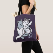 Meow Pounce Snuggle – Schattigee slapende katten Tote Bag (Dichtbij)
