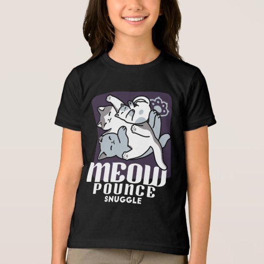 Meow Pounce Snuggle – Schattigee slapende katten Tri-Blend Shirt (Voorkant)