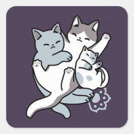 Meow Pounce Snuggle – Schattigee slapende katten Vierkante Sticker