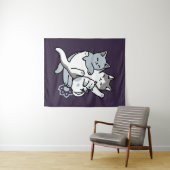 Meow Pounce Snuggle – Schattigee slapende katten Wandkleed (In Situ (horizontaal))