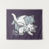 Meow Pounce Snuggle – Schattigee slapende katten Wandkleed (Voorkant (horizontaal))