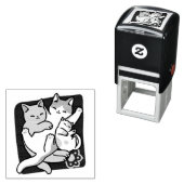 Meow Pounce Snuggle – Schattigee slapende katten Zelfinktende Stempel (In situ)