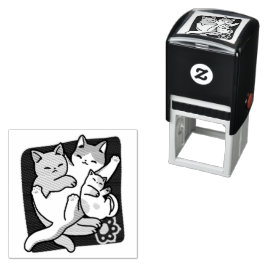 Meow Pounce Snuggle – Schattigee slapende katten Zelfinktende Stempel