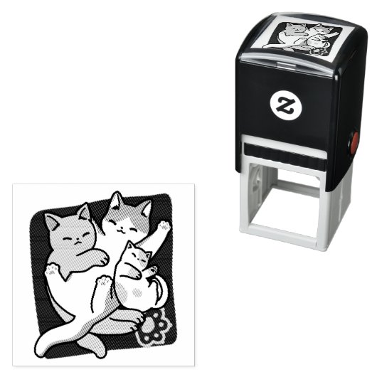 Meow Pounce Snuggle – Schattigee slapende katten Zelfinktende Stempel (In situ)