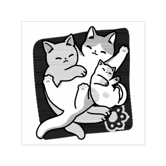 Meow Pounce Snuggle – Schattigee slapende katten Zelfinktende Stempel (Design)