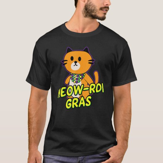 Meow Rdi Gras Mardi Gras Kat Pun Grappig Kitten Be T-shirt (Voorkant)