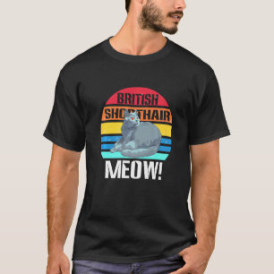 MEOW Retro Brits Korthaar Cat Schattige Pres T-shirt