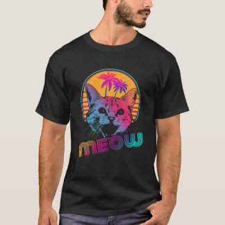 Meow Retro Cat Lover  Funny Cat T-shirt