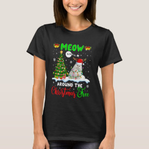 Meow rond de kerstboomluik, de kattebaars van de k t-shirt