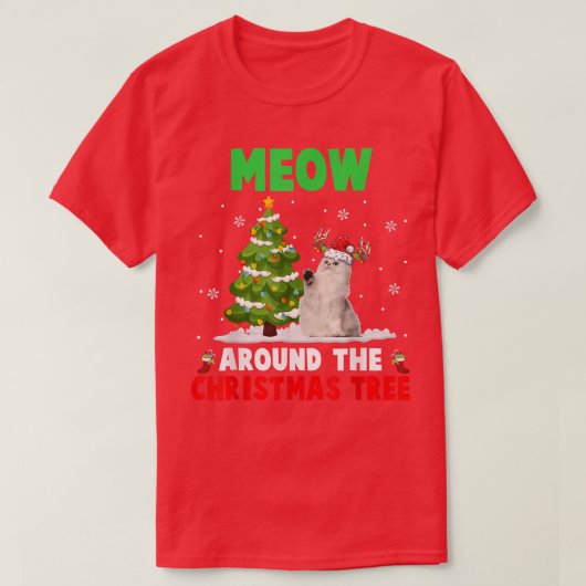 Meow rond kerstboomkerstboomkerstkerstkerstkerstke t-shirt (Design voorkant)