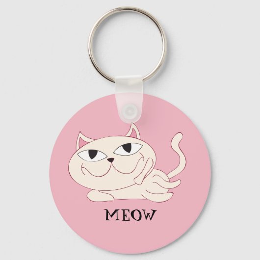 MEOW: Roze kat chillin' Sleutelhanger (Voorkant)