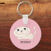 MEOW: Roze kat chillin' Sleutelhanger (Voorkant)