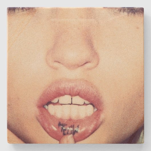 "Meow" Sandstone Stenen Onderzetter (Voorkant)