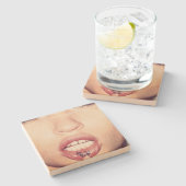 "Meow" Sandstone Stenen Onderzetter (Zijkant)